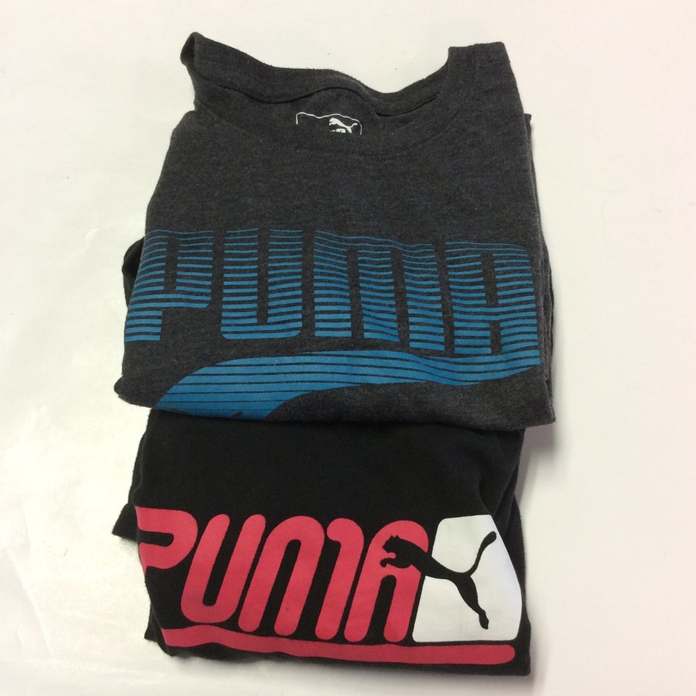 Puma Set of 2 Women’s Graphic Gray/Blue & Black/Red T-Shirts, SzS